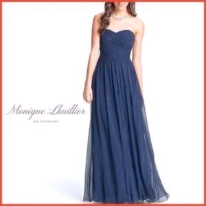 Monique Lhullier Madeline Navy Blue Gown Size 8